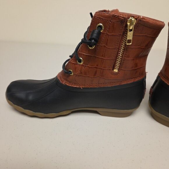 Sperry Womens Waterproof Duck Rain Boots Size 7 Black & Brown STS86697 - Picture 10 of 16